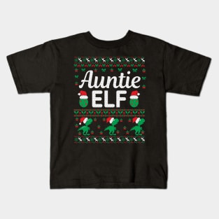 Auntie Elf Funny Ugly Christmas Sweater Kids T-Shirt